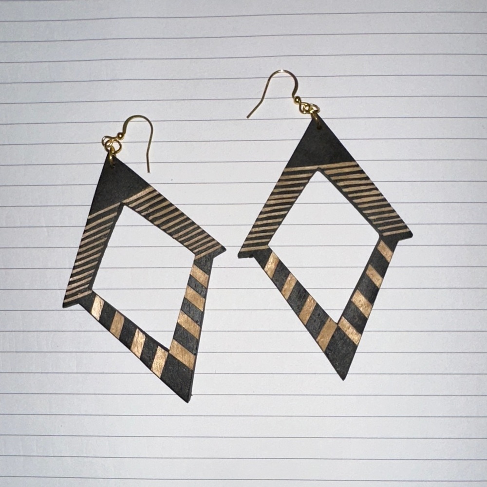 Geometric Black and Gold Earrings